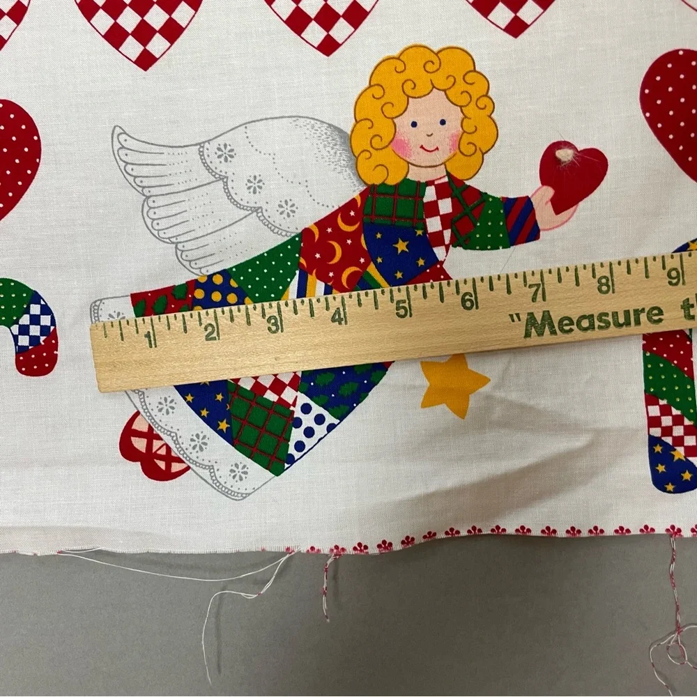 Vintage Christmas Applique Fabric Panel No Sew Patchwork Santa Angel Hearts #K15